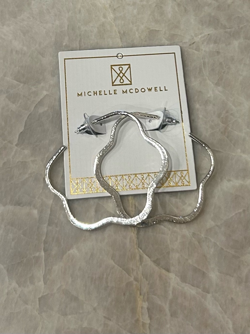NEW Michelle McDowell Silver Wavy Hoop Earrings